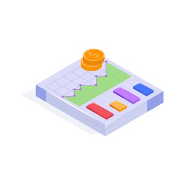 Modern tarzda finansal raporun izometrik bir simgesi