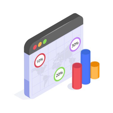 Performans ölçümleri ve analizi olan bir dünya haritası gösteren web tarayıcısı