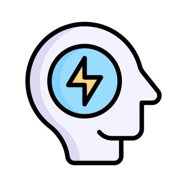 Yıldırımlı bir kafa, yenilikçi düşünceyi sembolize eder.