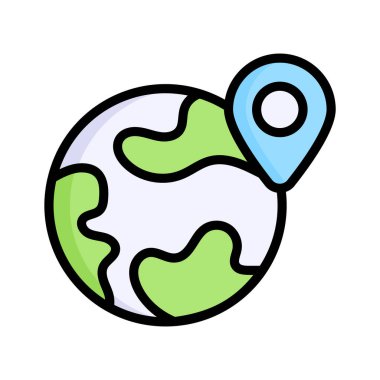 Uluslararası erişimi sembolize eden lokasyon broşlu bir dünya