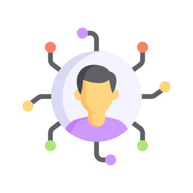 Birden fazla bağlantısı olan, ağı sembolize eden kişi