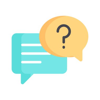 Soru işareti olan konuşma balonu, soru sormayı ve soruşturmayı sembolize eder