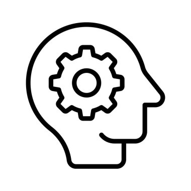Stratejik düşünce ve planlamayı temsil eden dişli bir kafa.