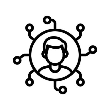 Birden fazla bağlantısı olan, ağı sembolize eden kişi