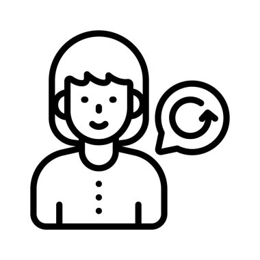 Tazeleme simgesi olan kadın, müşteri hizmetlerini sembolize ediyor ve destek