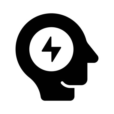 Yıldırımlı bir kafa, yenilikçi düşünceyi sembolize eder.