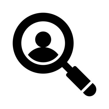 Bir insanla büyüteç büyütmek, işe alımı ve yetenek arayışını sembolize eder.