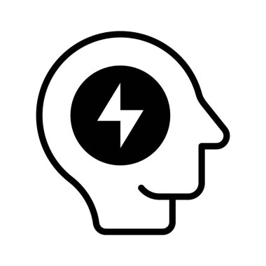 Yıldırımlı bir kafa, yenilikçi düşünceyi sembolize eder.