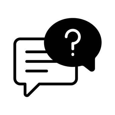 Soru işareti olan konuşma balonu, soru sormayı ve soruşturmayı sembolize eder