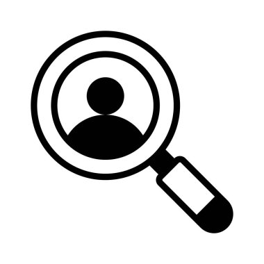 Bir insanla büyüteç büyütmek, işe alımı ve yetenek arayışını sembolize eder.