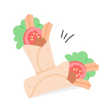 Lezzetli et ve sebzeli shawarma dürümü.