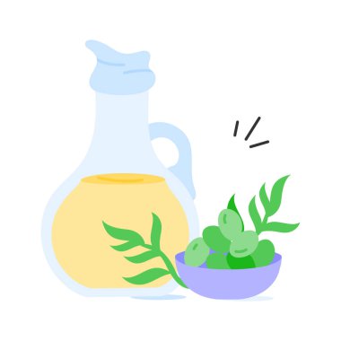 Düzenlenebilir tasarımda zeytin yağının moda el çizimi simgesi