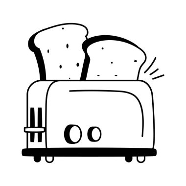 Modern tarzda makine konsepti tost makinesinin simgesi olan ekmek
