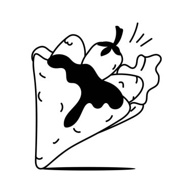 Hafif atıştırmalıklar için taze sebzelerle dolu ince krep.