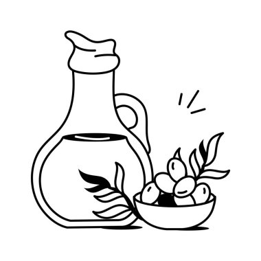 Düzenlenebilir tasarımda zeytin yağının moda el çizimi simgesi