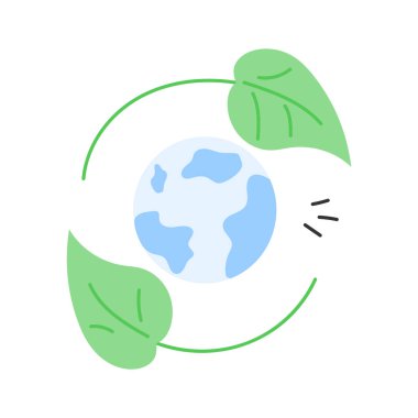 Dünya yeşil yapraklarla çevrili, küresel koruma vektörünü sembolize ediyor.