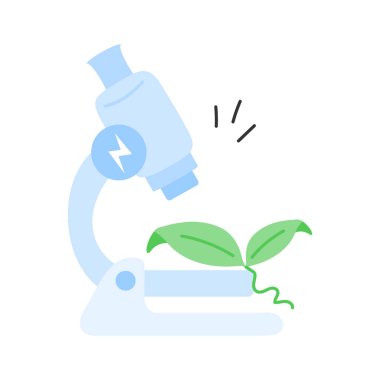 Bitkiyle mikroskop, çevre dostu bilimsel araştırma vektör tasarımını sembolize eder