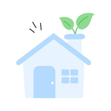 Bitkiyle inşa etmek, çevre dostu mimari ikonu tasarımı sembolize etmek