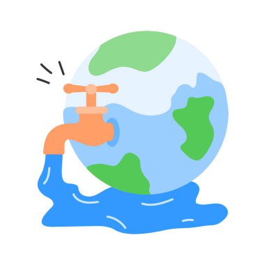 Musluklu dünya suyu korumanın önemini simgeliyor.