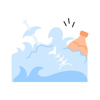 Deniz kirliliği sorunlarını temsil eden çöplerle dolu okyanus