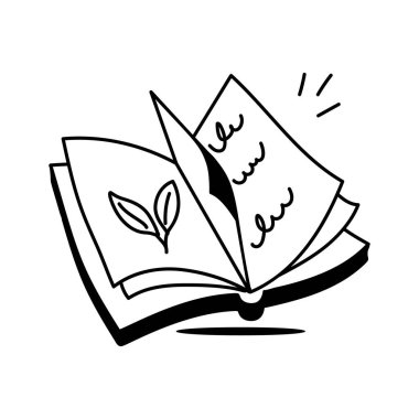 Çevre eğitim vektörü tasarımını sembolize eden yapraklı kitabı aç