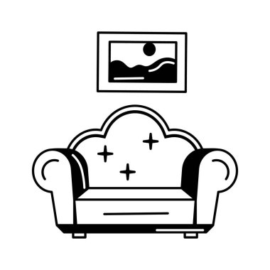 Oturma odasının iç düzenini temsil eden simge