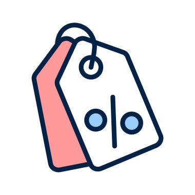 Ürün fiyatlandırması veya indirimleri için fiyat etiketlerini temsil eden simge