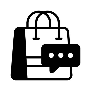 Sohbet baloncuğu destekli alışveriş torbalarının simgesi