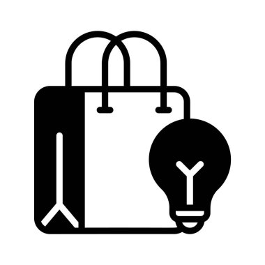 İlham veya fikir için ampullü alışveriş torbası.