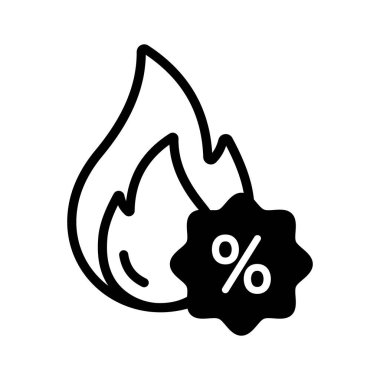 Büyük anlaşmalar için yüzde sembolü olan alev simgesi