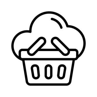 Çevrimiçi veya bulut temelli alışveriş simgesi