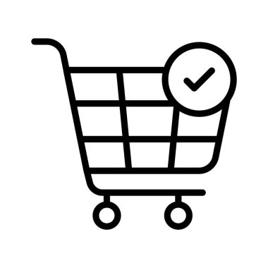Doğrulama işareti olan bir alışveriş arabasının simgesi