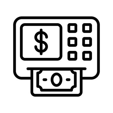 Dolar işareti ve para sembollü ATM makinesi simgesi