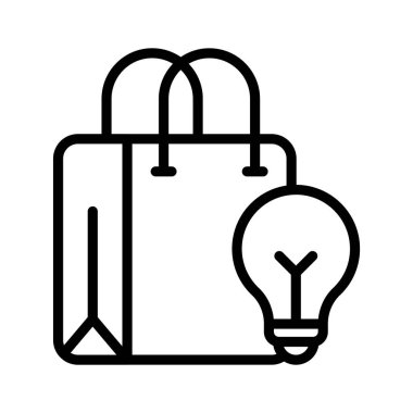 İlham veya fikir için ampullü alışveriş torbası.