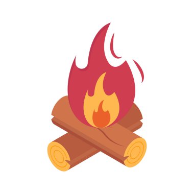 Ilımlı kamp ateşi ikonu. Doğada sıcaklık ve ışık için.