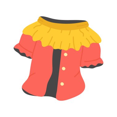 Titreşimli fırfırlı bluz simgesi moda tarzında, premium kullanıma hazır