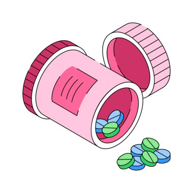 İlaç şişesi dozaj ve tedavi için tablet döküyor.