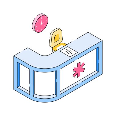 Hasta kontrolü için hastane simgesi ya da klinik resepsiyonu