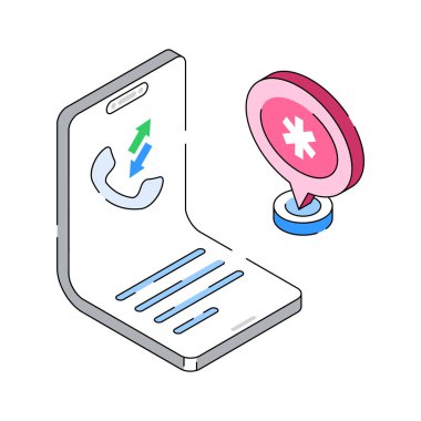 Çevrimiçi sağlık hizmetlerini temsil eden TeleHealth çağrı simgesi