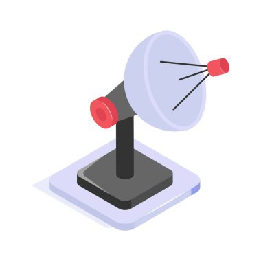 Uydu anteninin Isometric simgesi, iletişim, yayın ve sinyal iletimi.