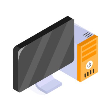 Masaüstü bilgisayarının yaratıcı izometrik simgesi