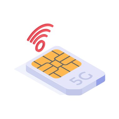 Düzenlenebilir biçimdeki sim kartın bu yaratıcı izometrik simgesine bakın