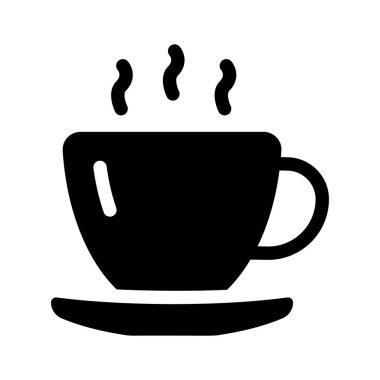 Mola ya da içeceği temsil eden dumanı tüten bir kahve fincanı.
