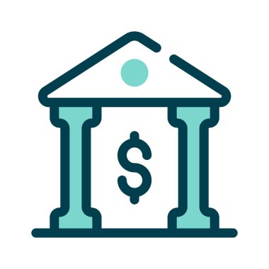 Finans kurumları ve tasarruf kurumlarını temsil eden klasik banka binası simgesi
