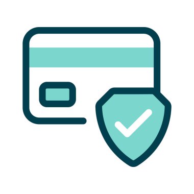 Kalkanlı kredi kartı, güvenli ödeme ikonu tasarımı simgesi