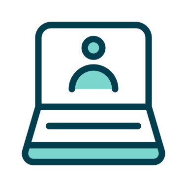 Uzaktan çalışmayı sembolize eden kullanıcı profilli bir dizüstü bilgisayar