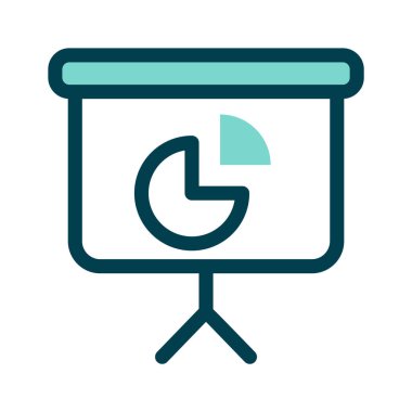 İş analiz simgesini temsil eden bir pasta grafiğiyle sunum tahtası