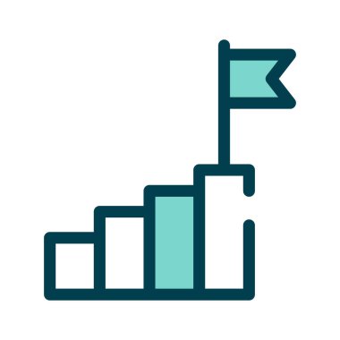 İlerleme ve iş büyümesini temsil eden basamaklarda bir bayrak