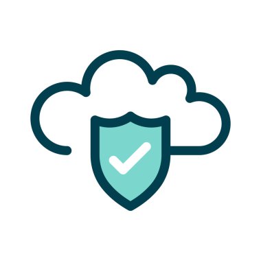 Güvenli bulut hizmetlerini temsil eden kalkanlı bir bulut.