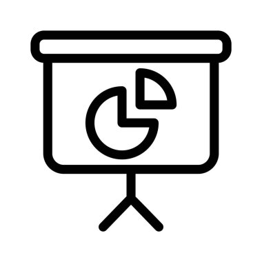 İş analiz simgesini temsil eden bir pasta grafiğiyle sunum tahtası